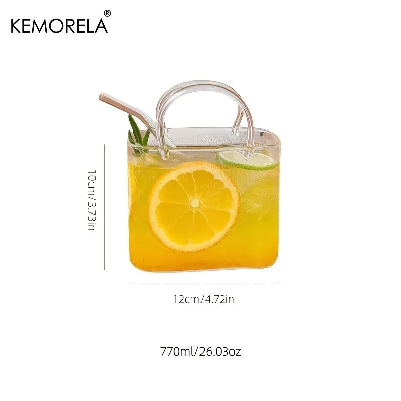 Verre Forme Sac à Main avec Paille Optionnelle