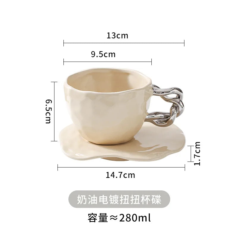 Tasse et Soucoupe en Céramique Créative Style Café
