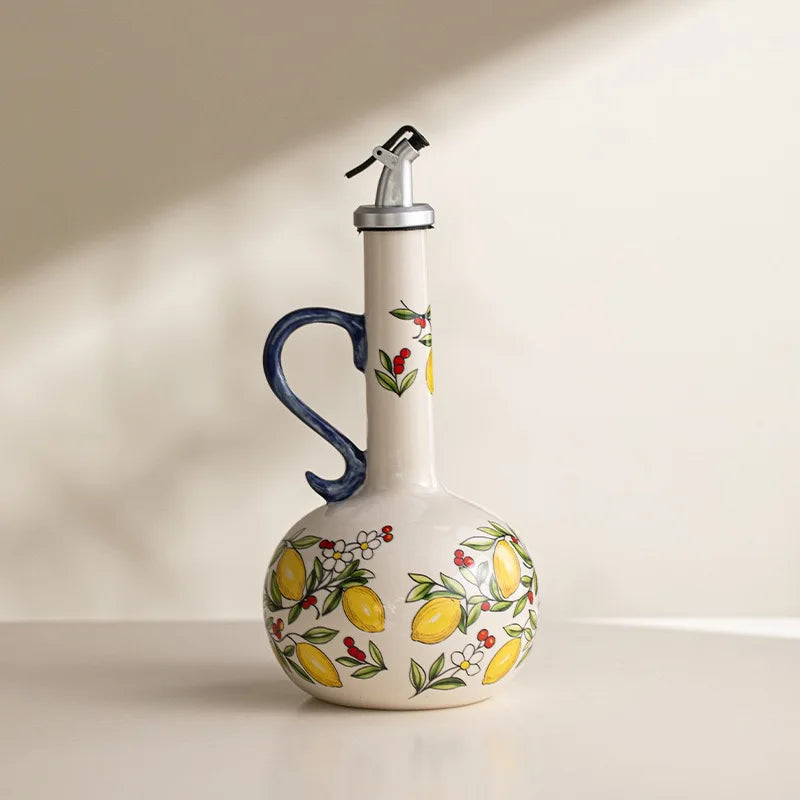 Distributeur d'Huile d'Olive en Céramique Gaufrée