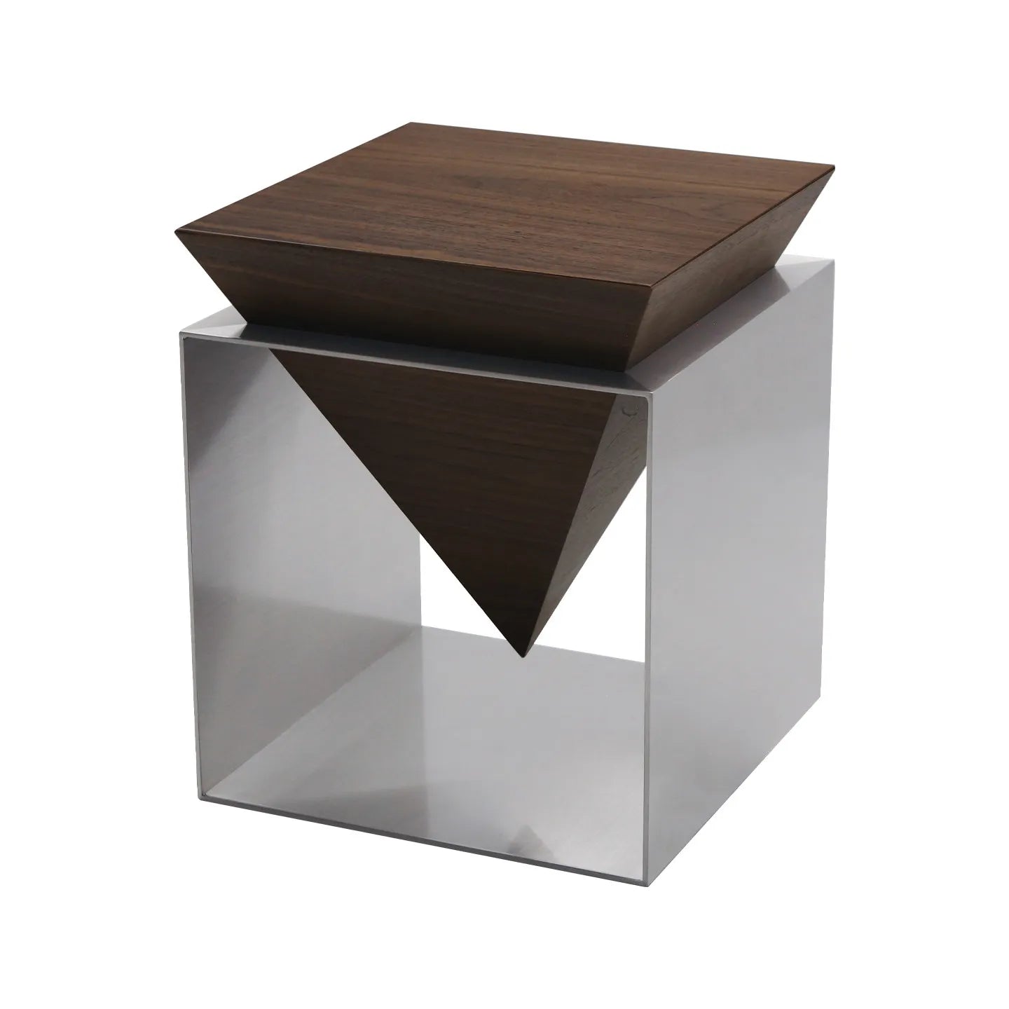 Table d'Appoint Design en Bois et Acier Inoxydable