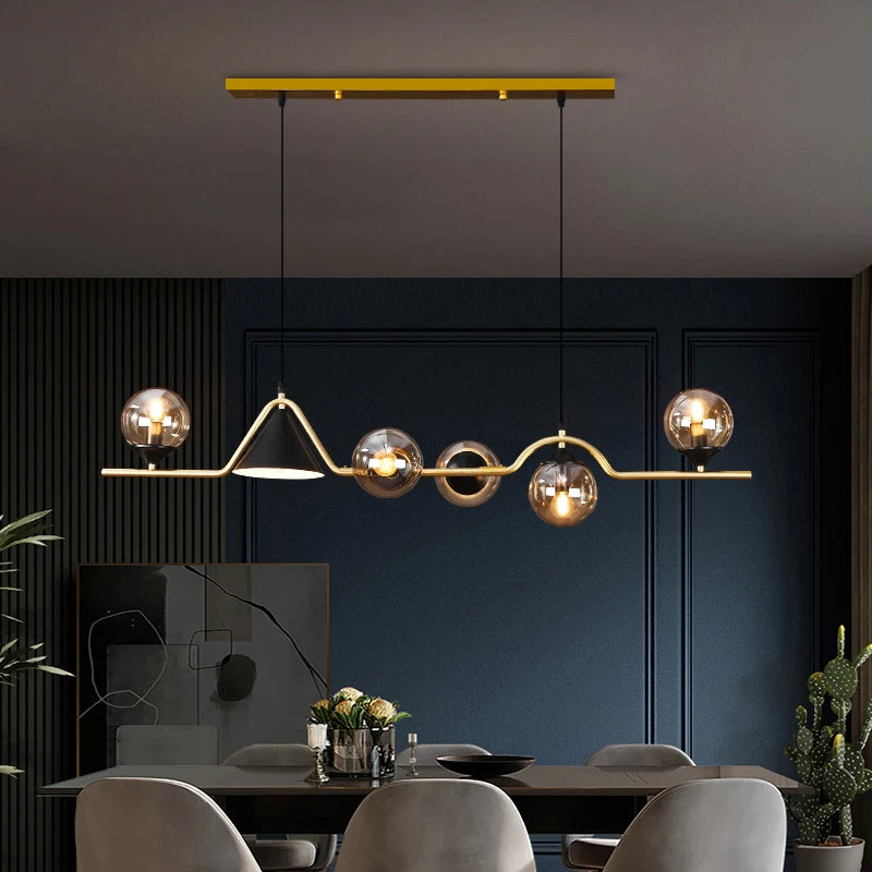Lustre Suspension Boules de Verre Style Nordique