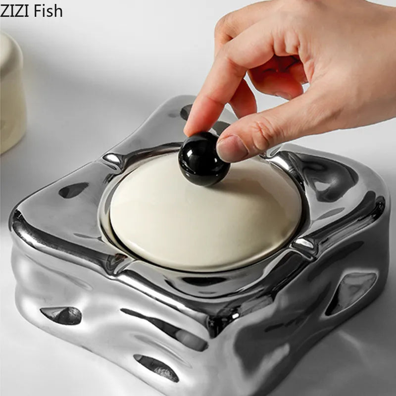 Ceramic Ashtray – Anti-Ash Design, Living Room Decor