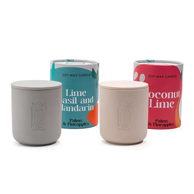 Bougie Parfumée en Pot de Céramique - Cire Végétale et Mèche en Bois
