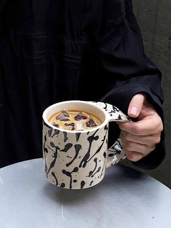 Ink-Dot Ceramic Mug – Retro Speckled Finish
