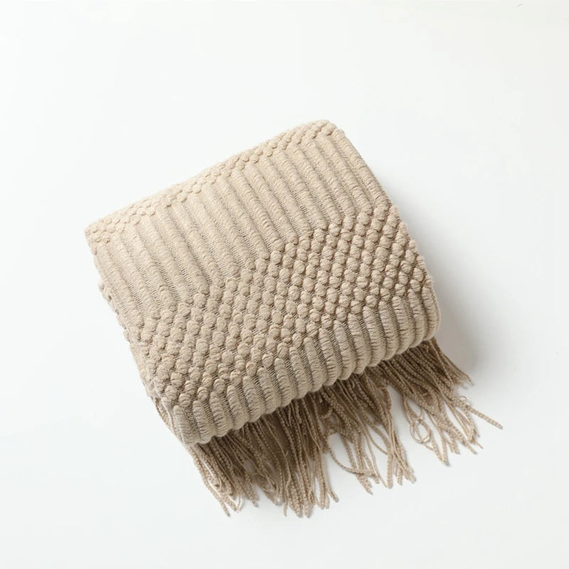 Jeté Boho Blanc Texturé - Grand Format Chunky