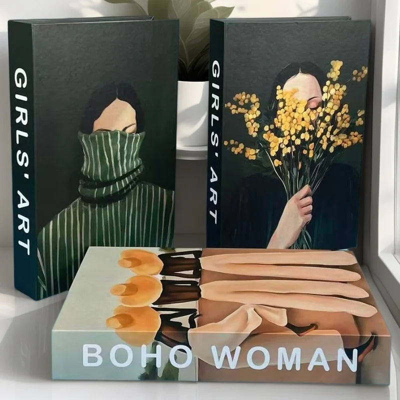 Faux Livres Décoratifs Boîte de Rangement Style Boho