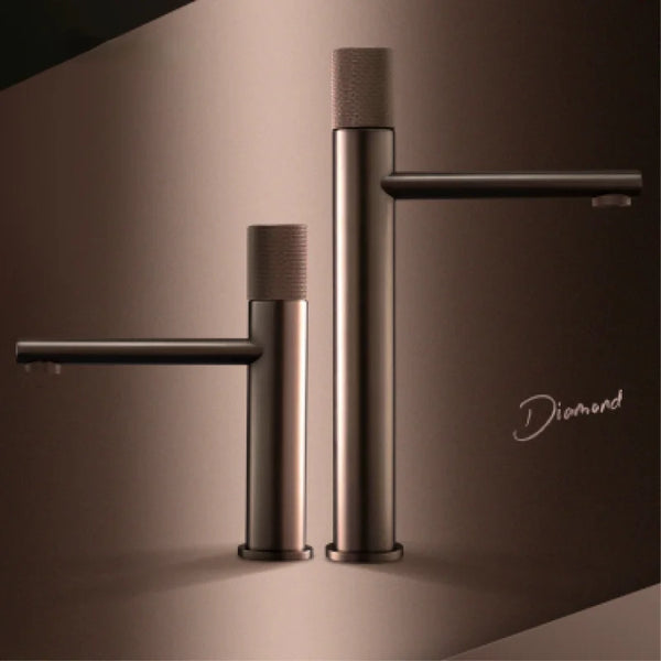 Robinet de Lavabo Laiton Noir Poignée Striée Style Hôtel