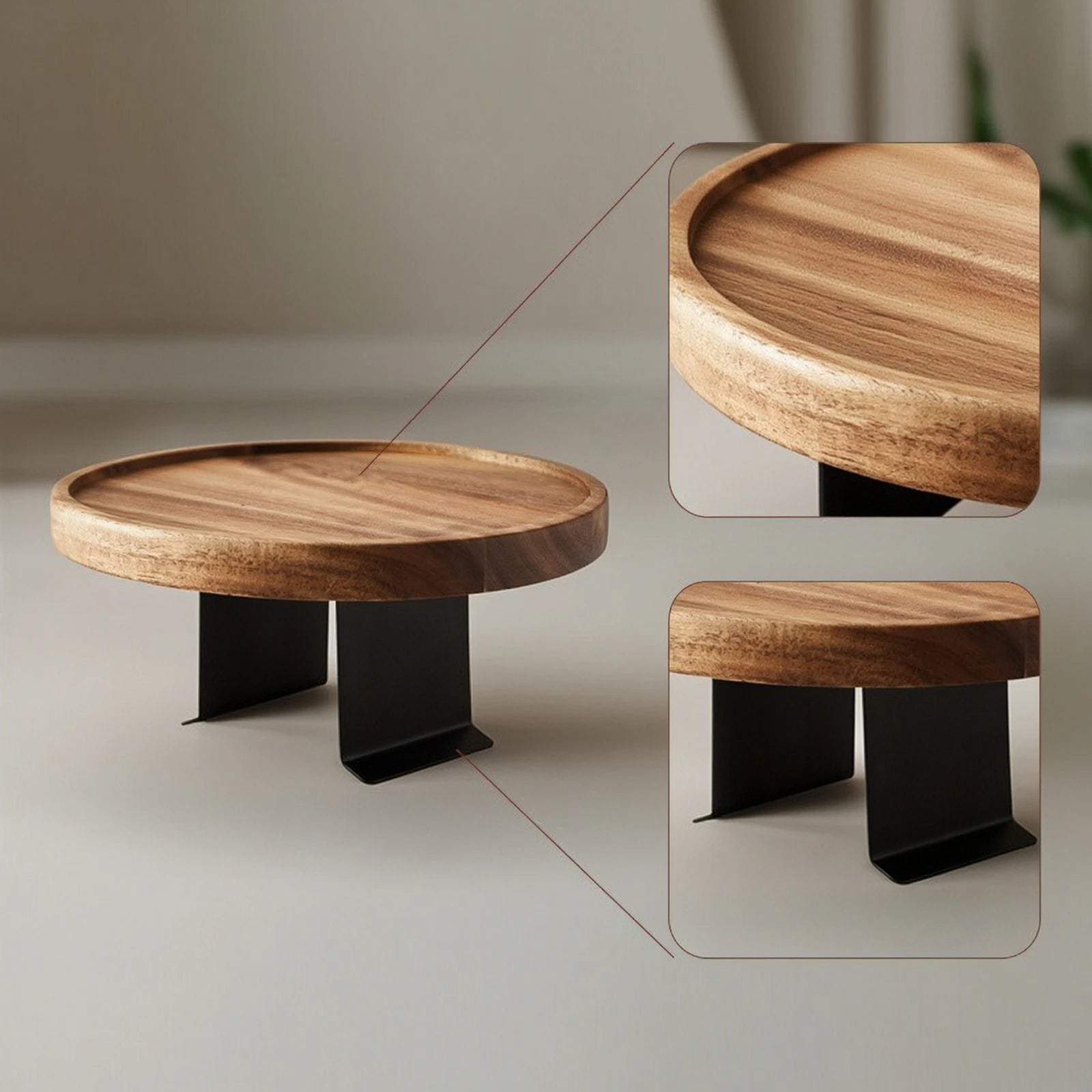 Round Sofa Armrest Tray – Space-Saving Wood Couch Table
