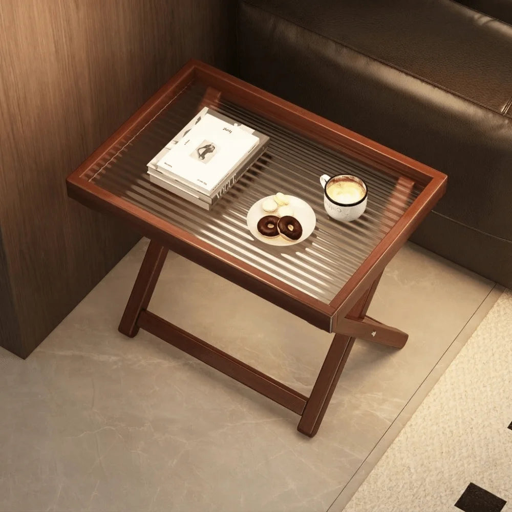 Table Basse Pliante Bois Base Robuste Compacte