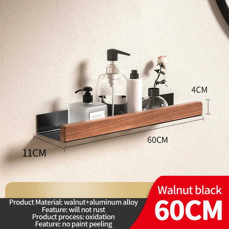 Étagère d'Angle pour Salle de Bain - Aluminium et Bois