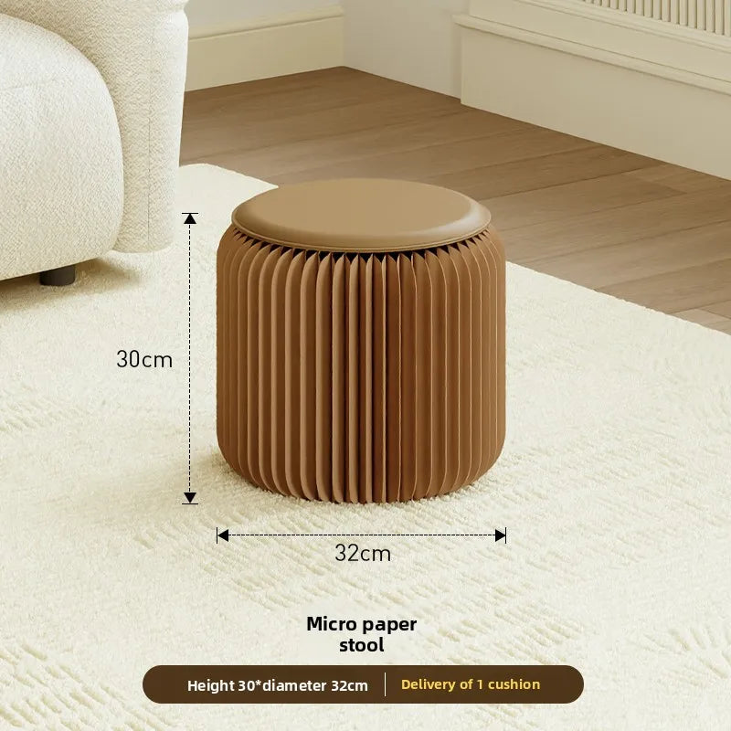 Tabouret Pliable en Carton Kraft - Design Accordéon