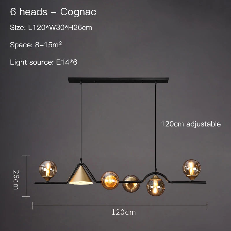 Lustre Suspension Boules de Verre Style Nordique