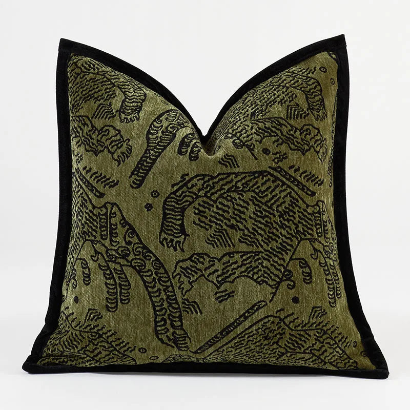Housse de Coussin Jacquard Géométrique Gris Avoine Luxe Minimaliste