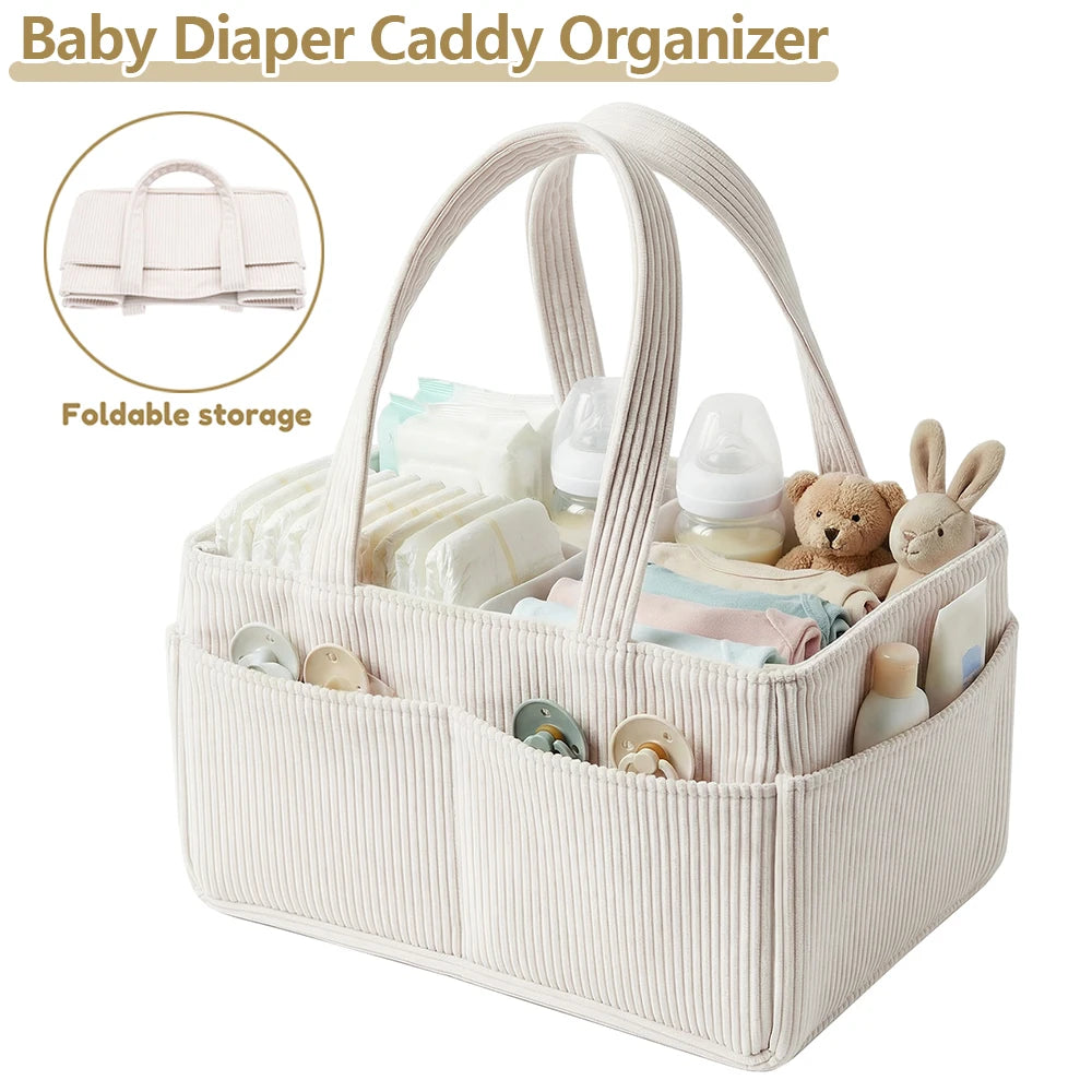 Sac à Langer en Velours Côtelé Pliable