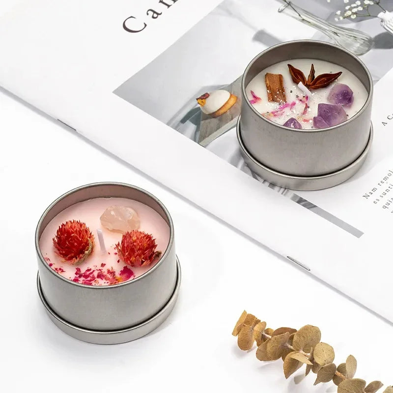 Bougie Parfumée Boîte Métal Noire Mèche Bois