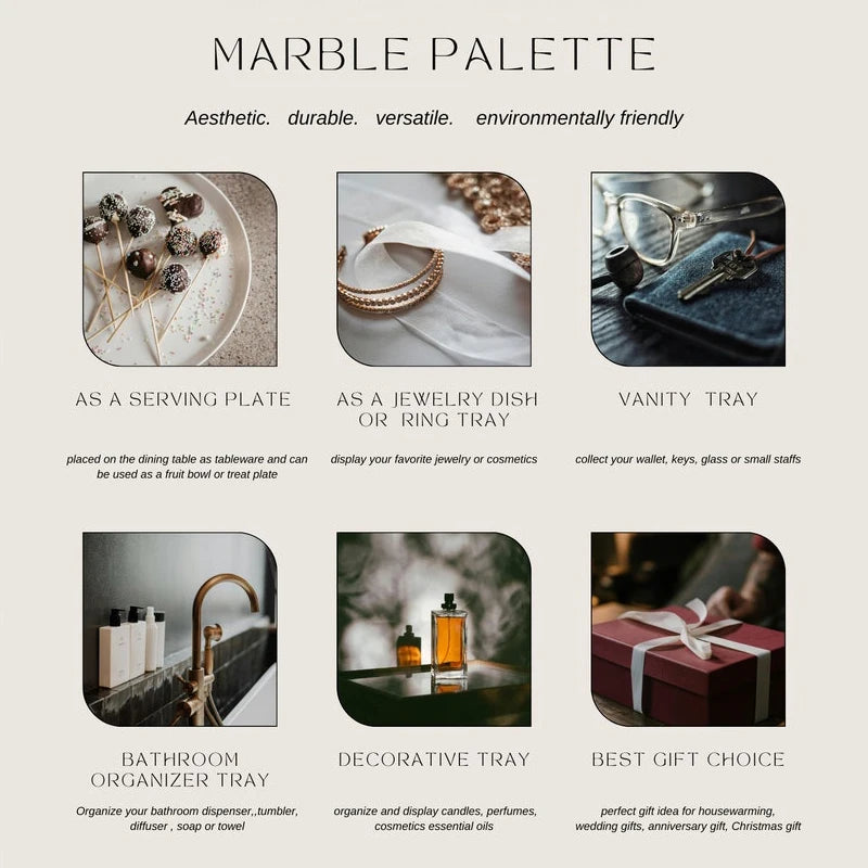 Assiette Marbre Travertin Beige pour Pâtisserie et Fromage