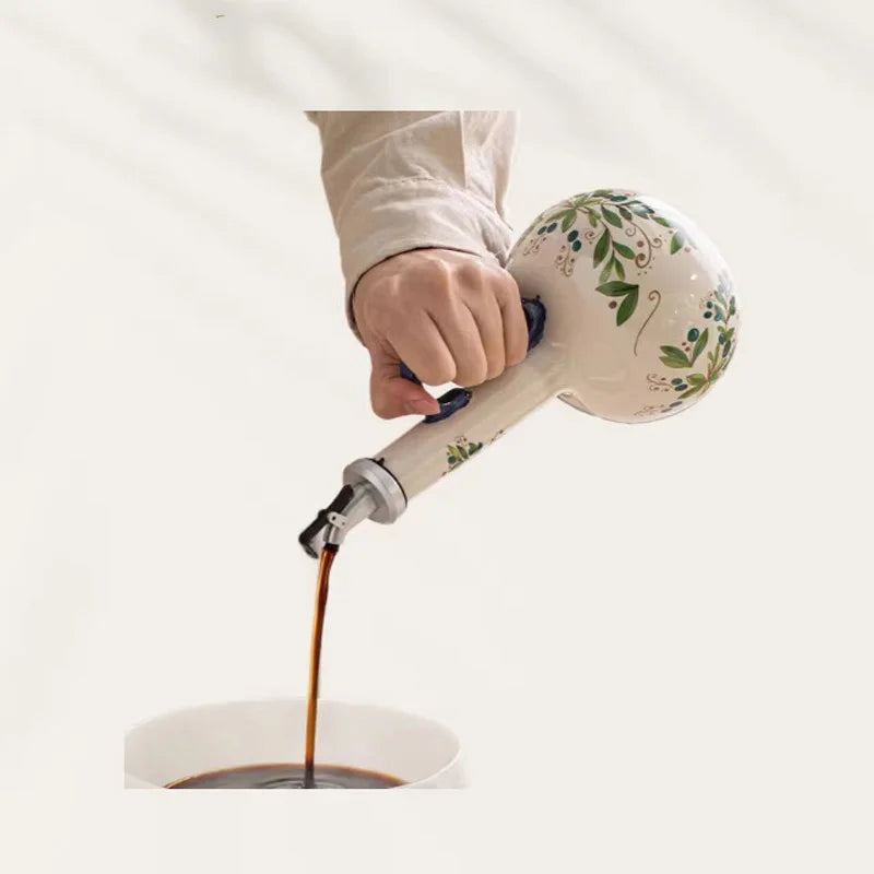 Distributeur d'Huile d'Olive en Céramique Gaufrée
