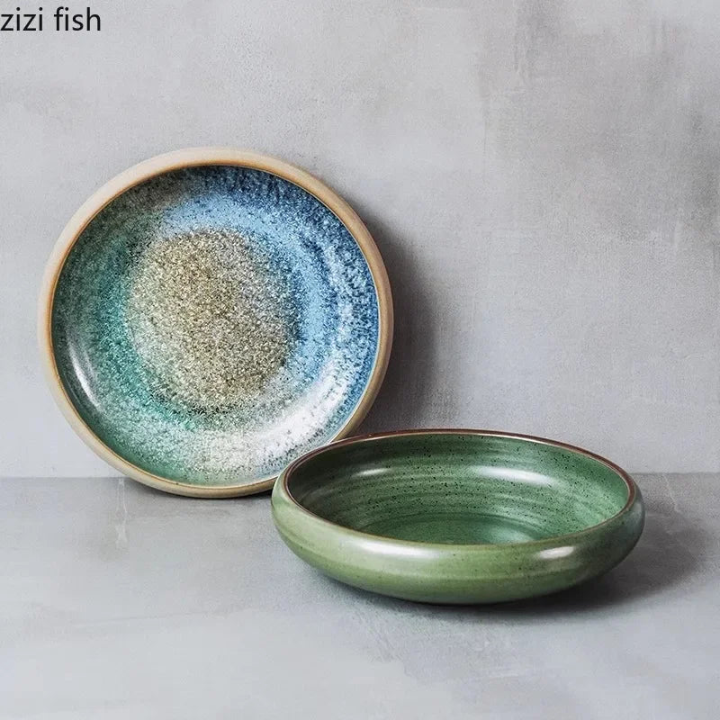 Japanese Round Deep Plate – Stoneware Dinner & Pasta Bowl