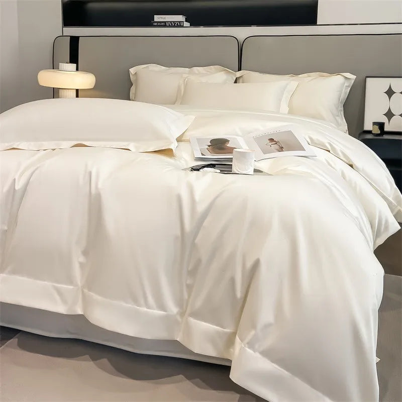 Parure de Lit Coton Égyptien 1000TC Ultra Douce 4 Pièces