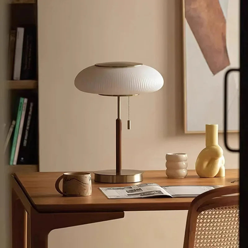 Copper & Frosted Glass Table Lamp – Nordic Bedside Light