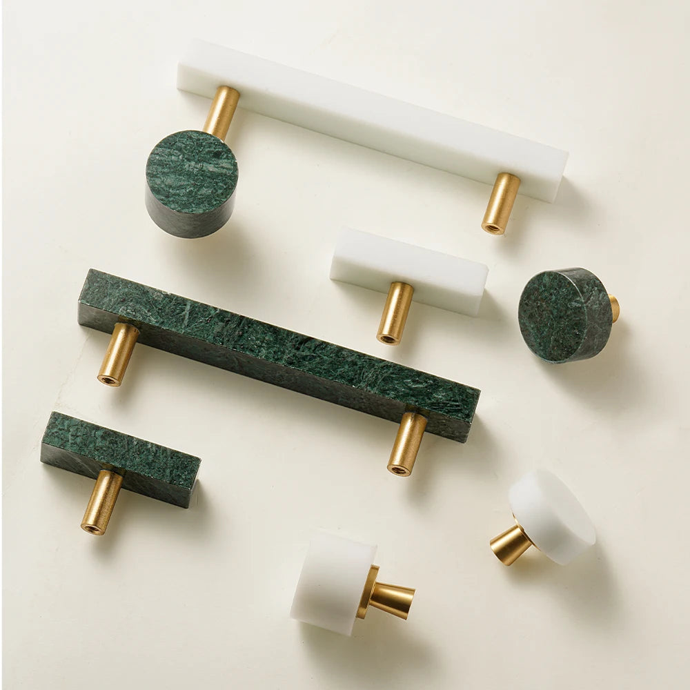 Marble & Brass Handle – Crystal Stone Knob