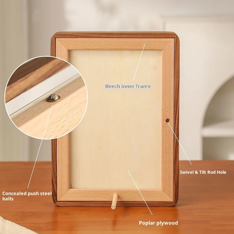 Cadre Photo Premium en Bois de Noyer - Coins Arrondis Duo
