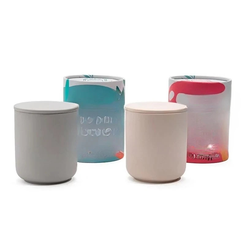 Bougie Parfumée en Pot de Céramique - Cire Végétale et Mèche en Bois