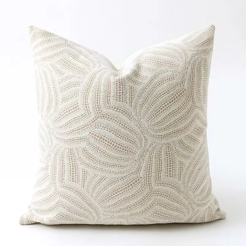 Housse de Coussin Jacquard Géométrique Gris Avoine Luxe Minimaliste