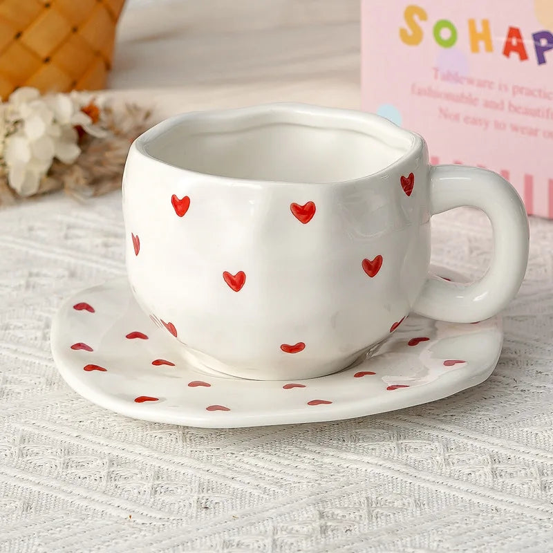 Tasse et Soucoupe Forme Cœur Irrégulière Créative