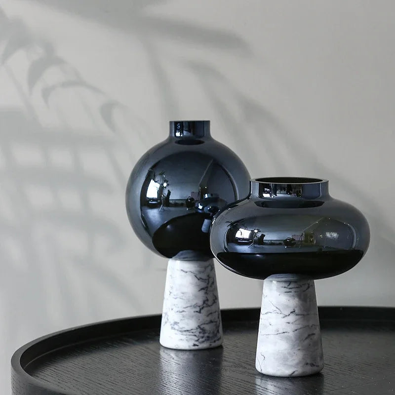 Vase en Verre Marbré - Forme Géométrique Étoile