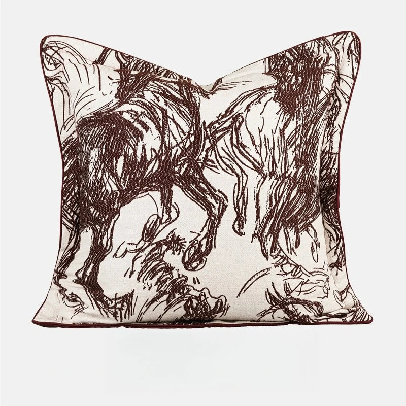 Housse de Coussin Luxe Bordeaux et Noir Bicolore