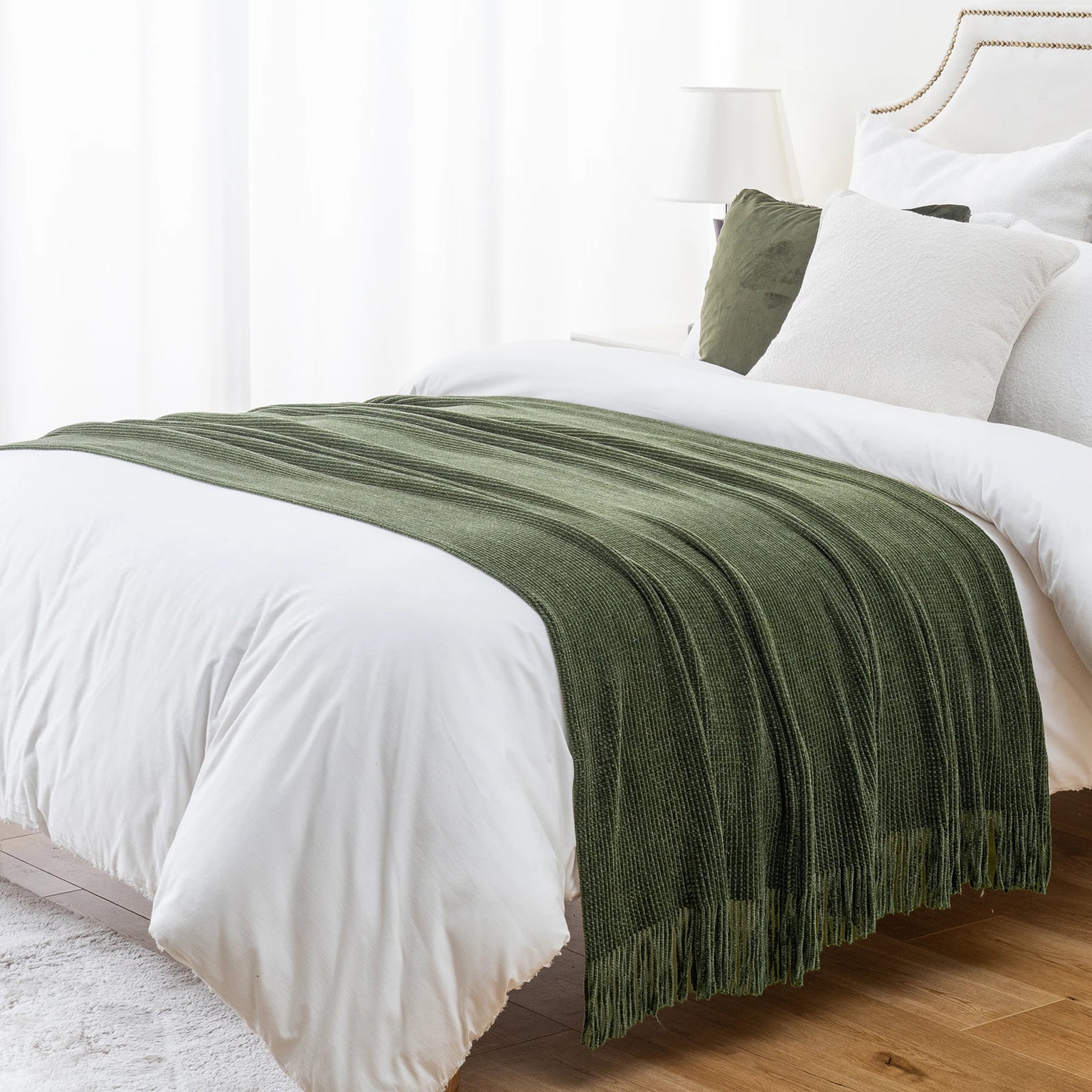 Jeté Chenille à Franges - Style Farmhouse Rouille