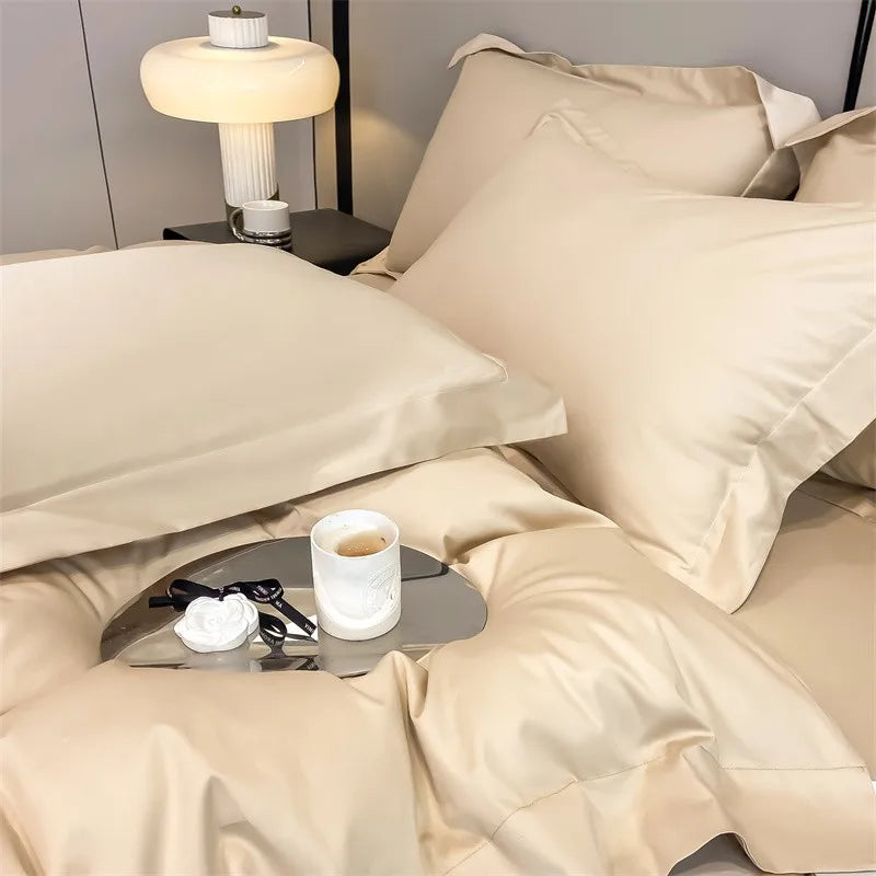 Parure de Lit Coton Égyptien 1000TC Ultra Douce 4 Pièces