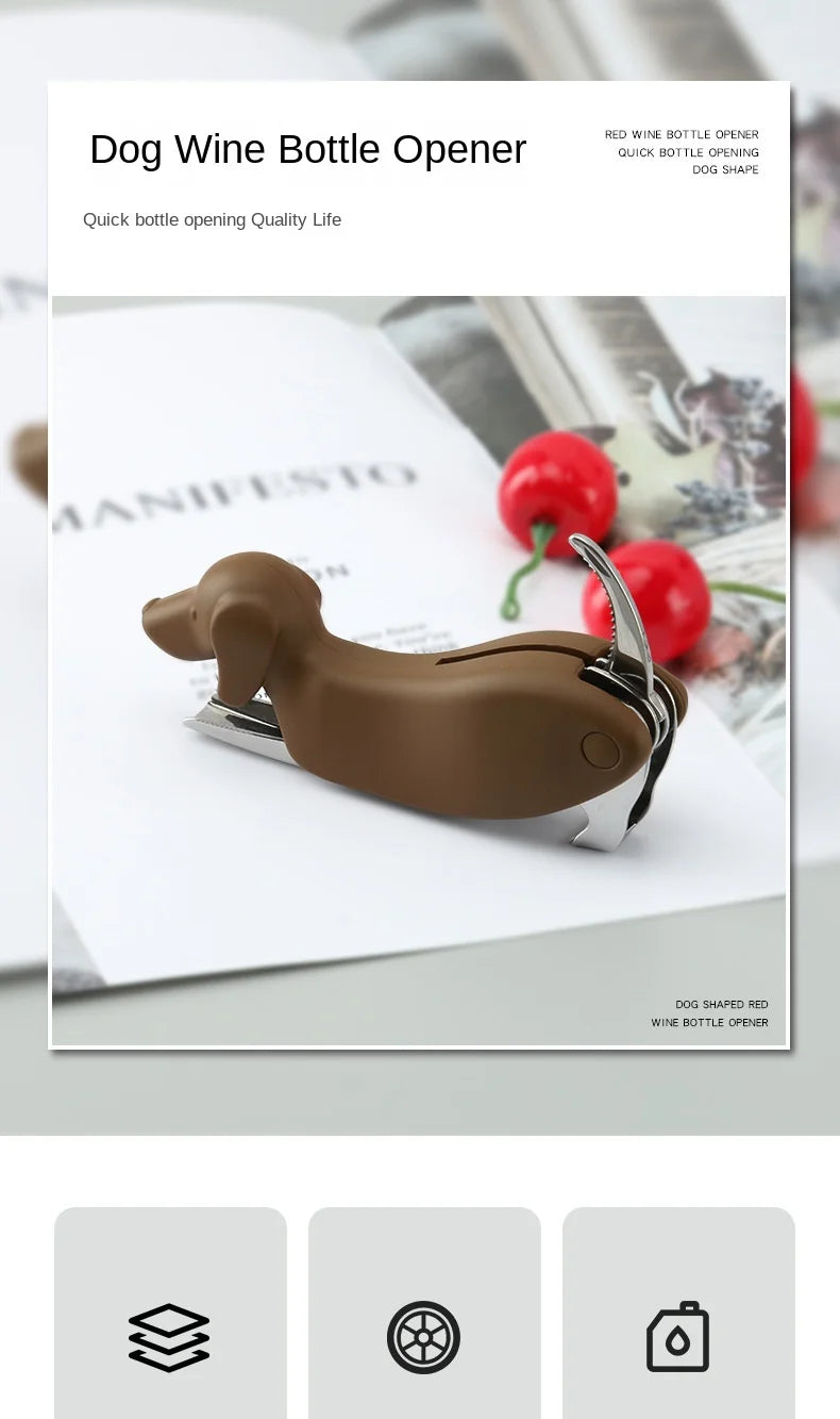 Tire-Bouchon Forme Chien avec Coupe-Capsule