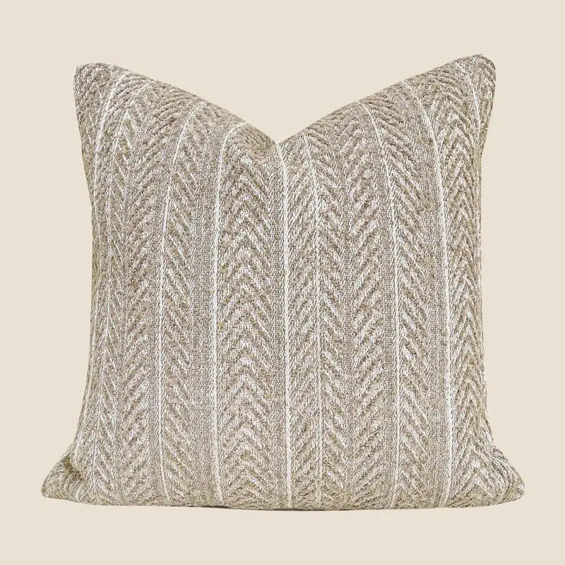 Housse de Coussin Café Simili Cuir Tweed Patchwork
