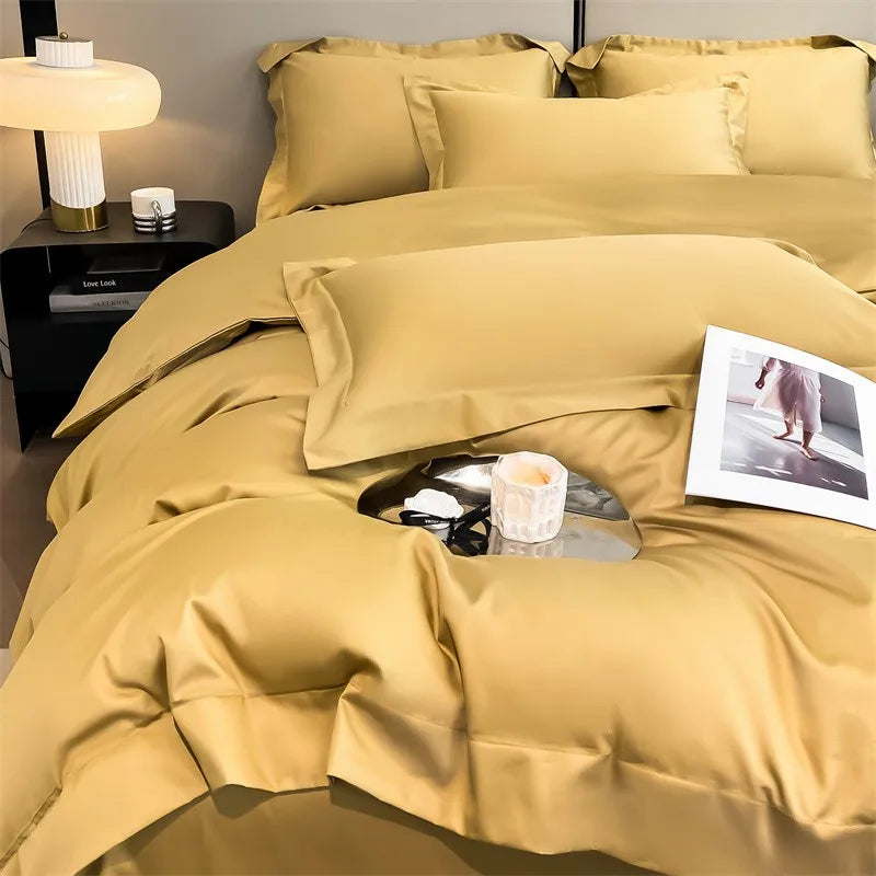 Parure de Lit Coton Égyptien 1000TC Ultra Douce 4 Pièces