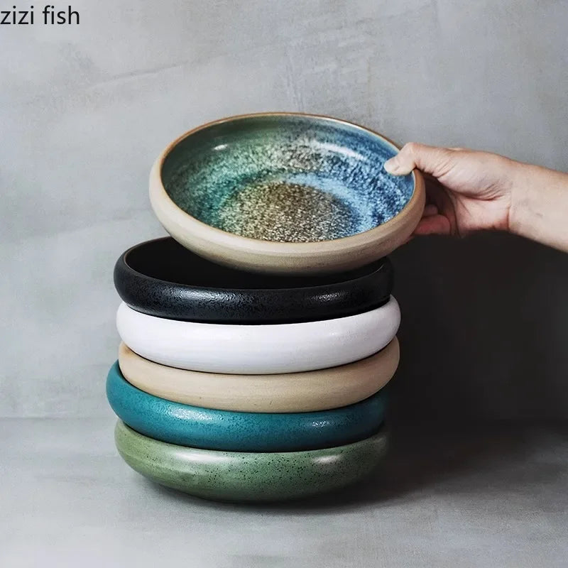 Japanese Round Deep Plate – Stoneware Dinner & Pasta Bowl