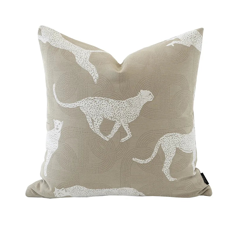 Housse de Coussin Jacquard Géométrique Gris Avoine Luxe Minimaliste