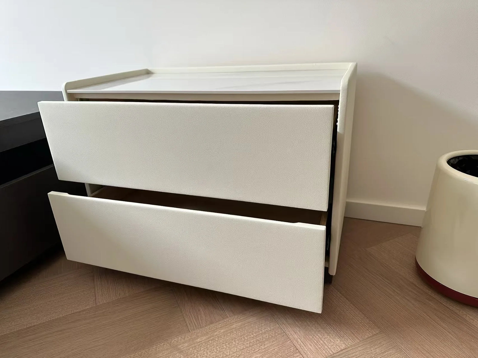 Solid Wood Nightstand – Hidden Handles, No Assembly