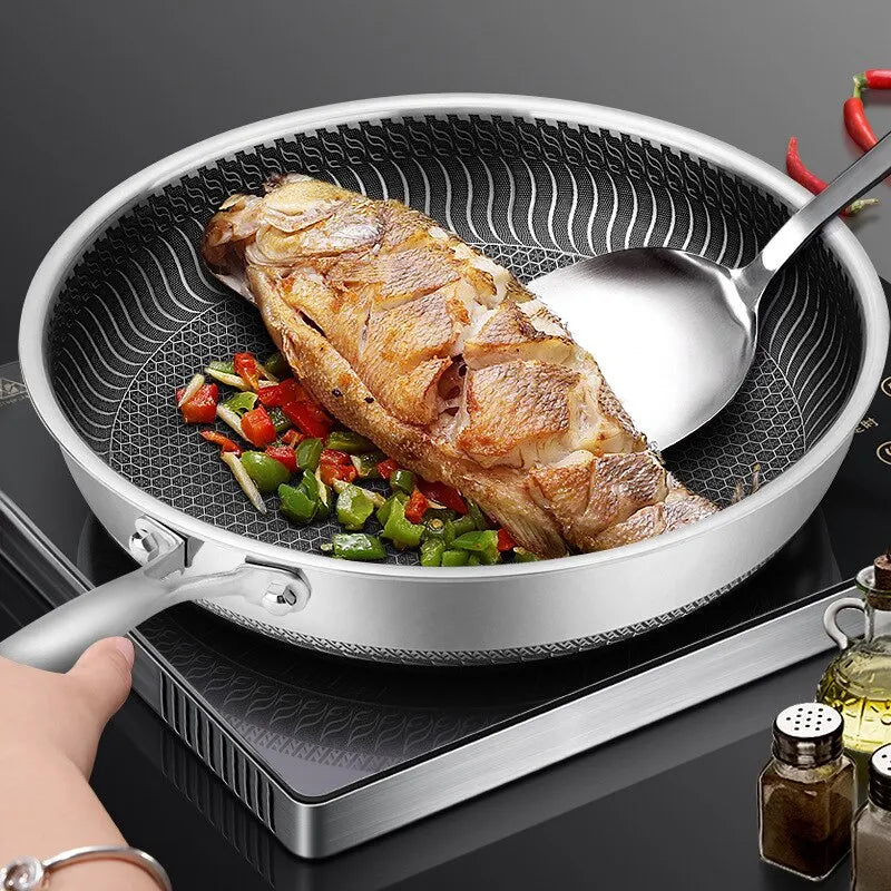 Poêle Wok Tri-Couches Acier Inoxydable 316 Double Face