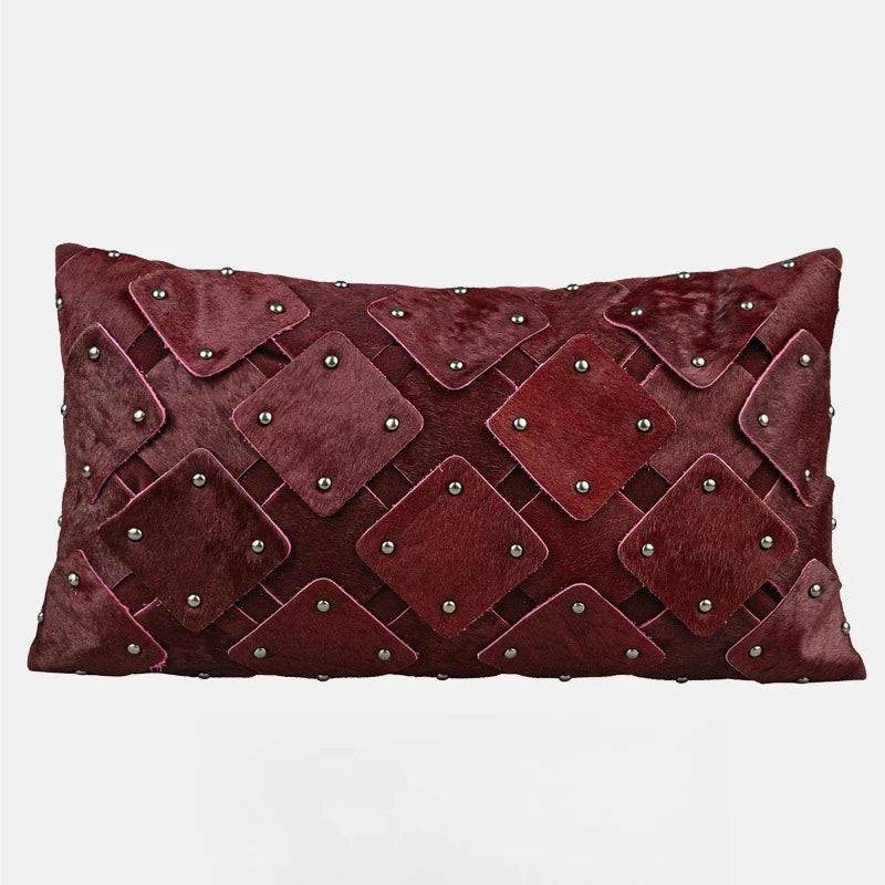 Housse de Coussin Luxe Bordeaux et Noir Bicolore