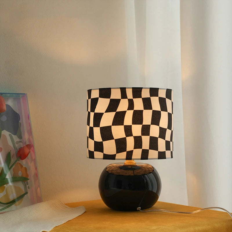 Lampe de Table Nordique Damier - Céramique et LED