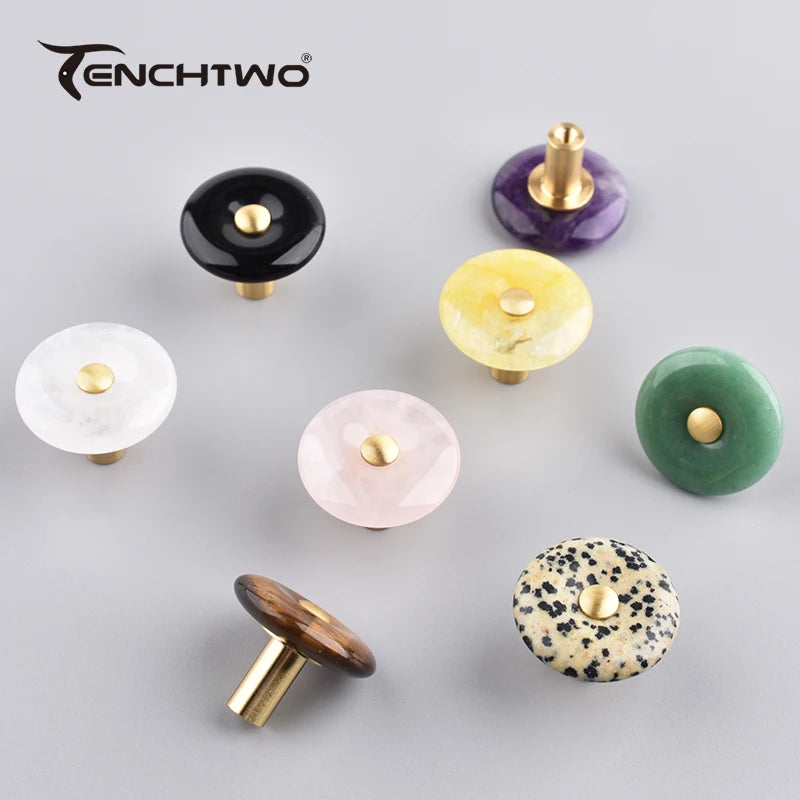 Agate Stone Knob – Crystal & Brass Cabinet Pull