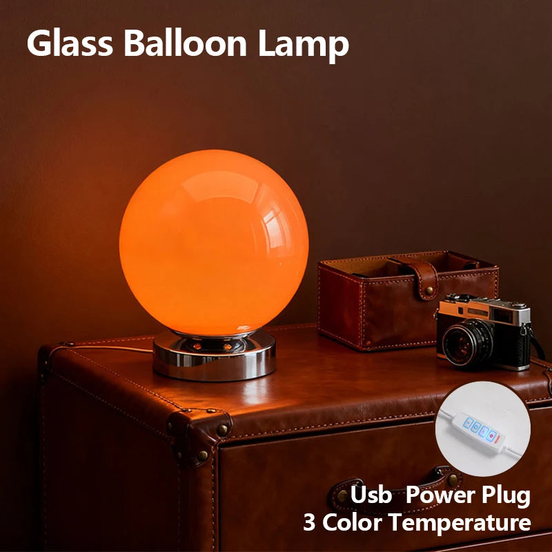 Lampe de Table en Verre USB - Style Murano Contemporain