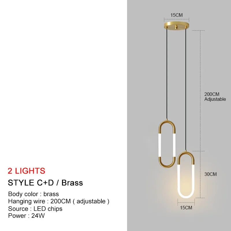 Suspension de Luxe Dorée - Style Nordique LED