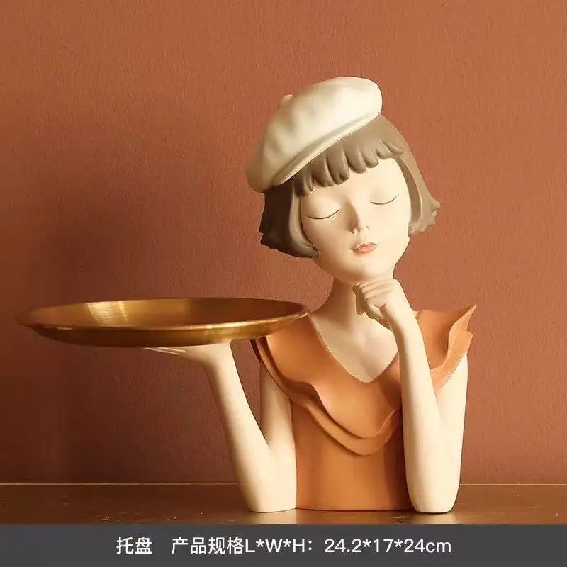 Statuette Fille au Ballon Sculpture Décorative Luxe