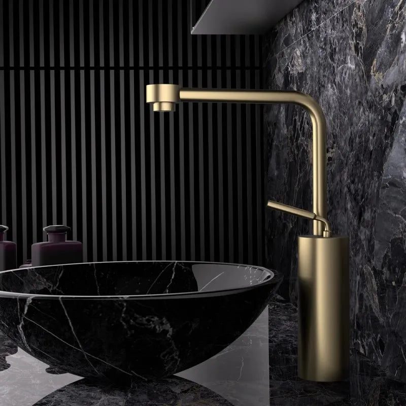 Robinet de Lavabo Or Rose Brossé Laiton Deux Trous