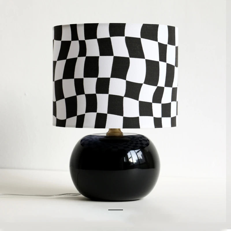 Lampe de Table Nordique Damier - Céramique et LED
