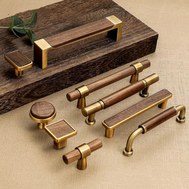 Poignées de Meuble Vintage - Alliage de Zinc et Bois
