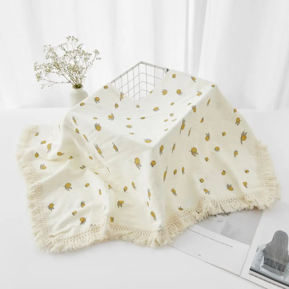 Couverture Bébé en Mousseline de Coton à Pompons